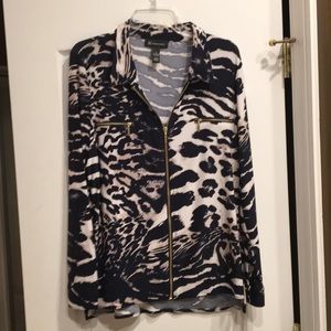 I-N-C Navy and cream zebra shirt